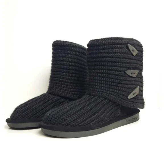 Knit Tall Bearpaw Knit Boots Black BearPaw Shoes Bearpaw Womens